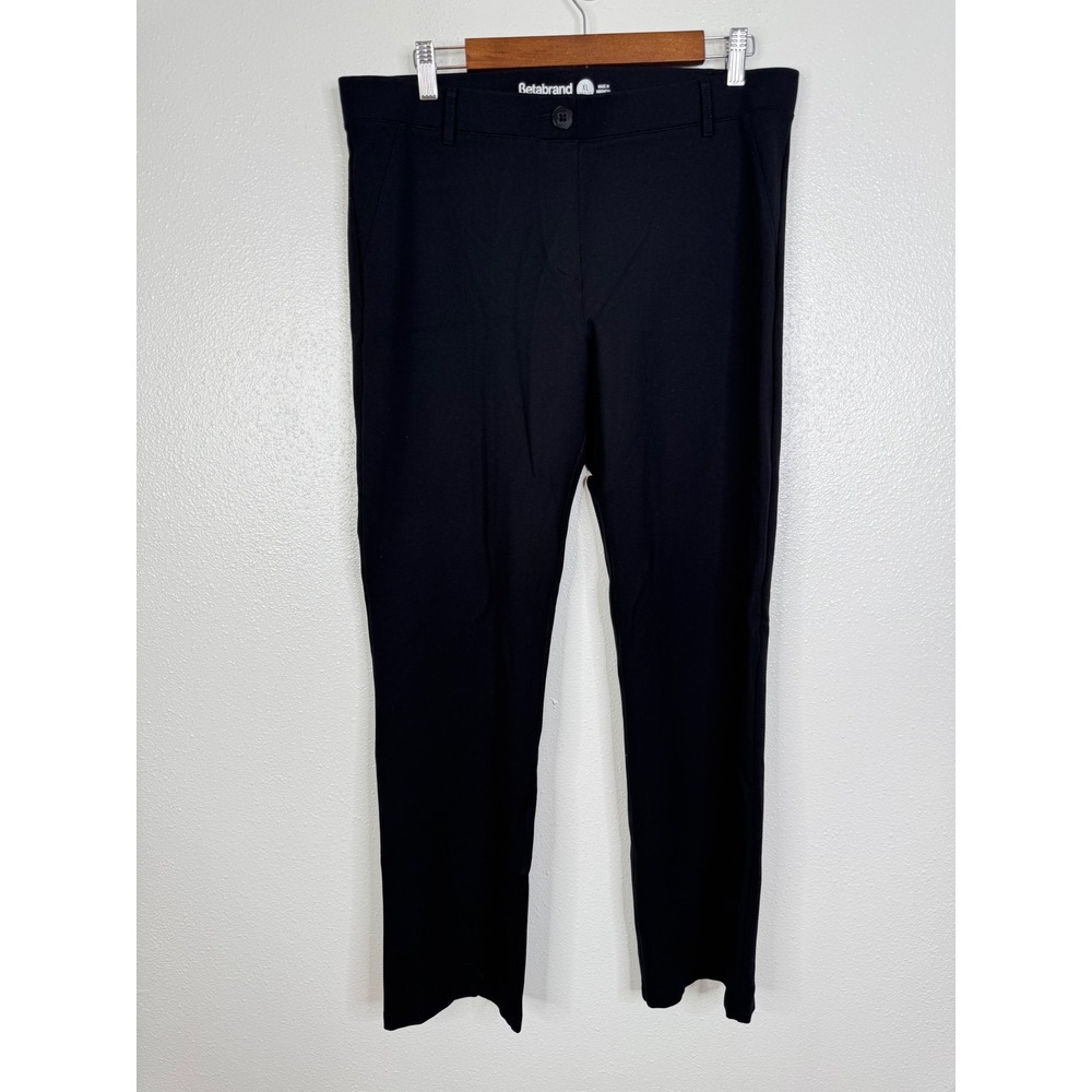 Betabrand Dress Pant Yoga Pants Black Straight Leg XL Petite W0076-BK Womens